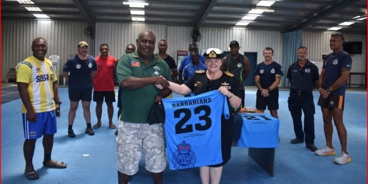 ADF donates a set of sport uniforms to the team Barbarians